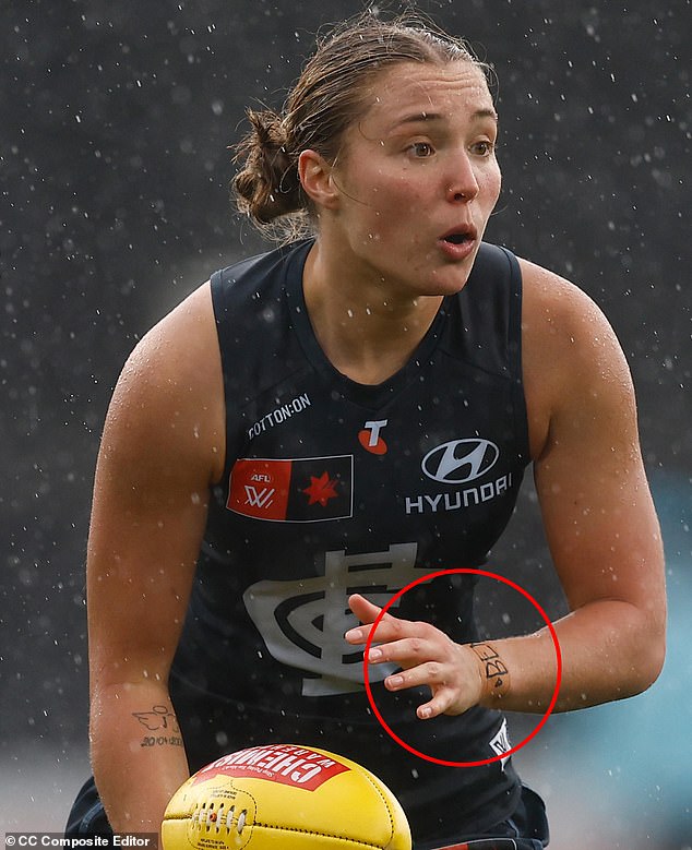 Carlton's Mia Austin Played The Club's Finals Win Over West Coast With A Tribute To Her Cousin Ben On Her Wrist (Pictured) After The Teenager Died In A Shattering Cricket Accident