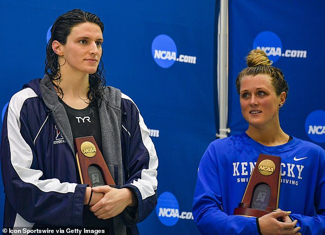Ex-college swimmer Gaines (R) rose to prominence after competing against Lia Thomas (L)