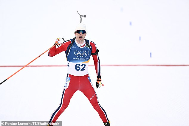 Norway's Sturla Holm Lægreid Men's Distance Race 20Km Biathlon During The Winter Olympics In Milano Cortina In Anterselva, Italy