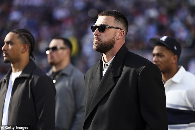 Kelce Was Brought Out Onto The Field Shortly Before The Beginning Of The Super Bowl