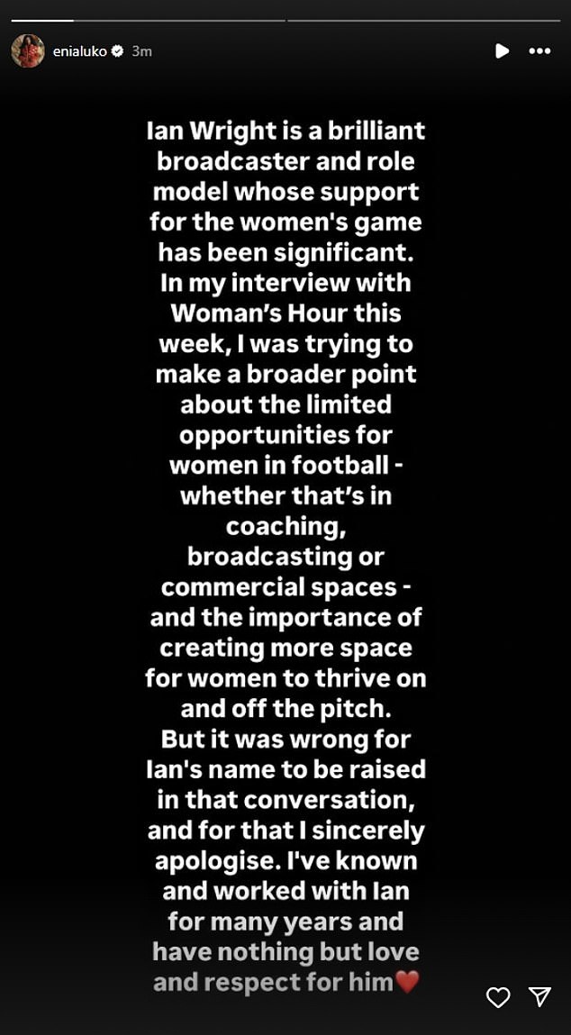 Last Year, Aluko Issued A Publicly Apology To Wright And Said Her Comments Were A 'Mistake'