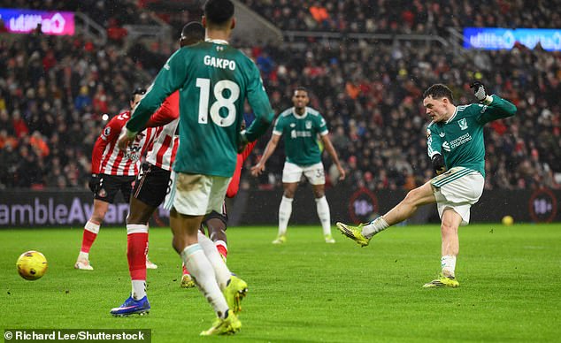 Florian Wirtz Had The Best Chance Of The First Half But His Effort Struck The Post