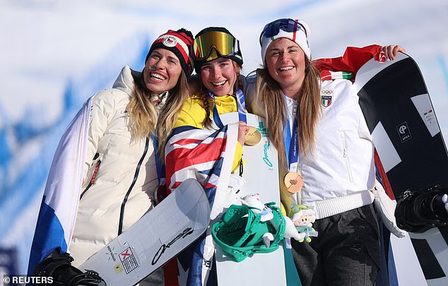 Baff (Pictured, Middle) Was All Smiles After Her Overtake Saw Her Win Gold By 0.04 Seconds