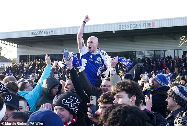 Josh Kay Celebrates At Full Time - Only To Be Told Soon Afterwards That He Is Suspended For The Fourth Round Due To Picking Up Two Yellow Cards In The Fa Cup
