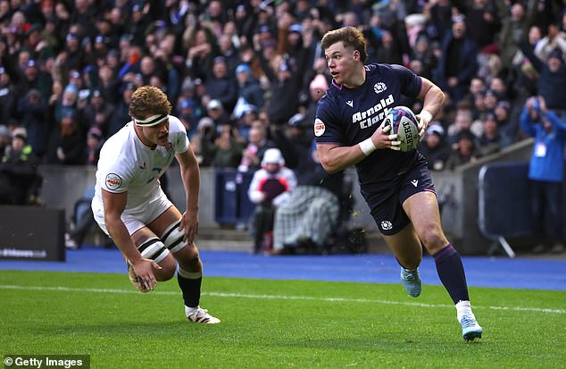 Huw Jones Runs Through For The Opening Try For Scotland