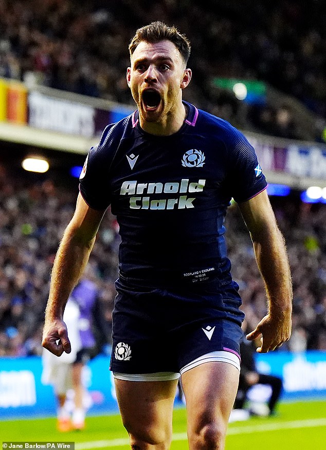 Ben White Celebrates Scoring Scotland's Third Try In A Blistering First-Half Display