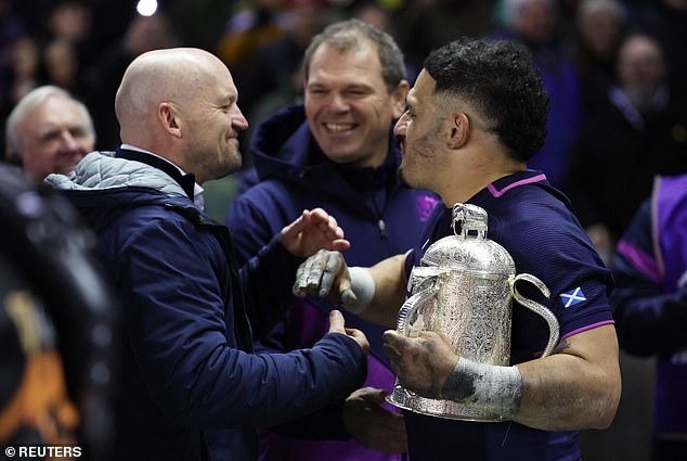 Gregor Townsend And Sione Tuipulotu With The Calcutta Cup At Murrayfield