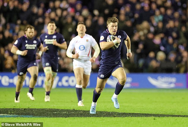 Huw Jones Races The Length Of The Murrayfield Pitch To Score Scotland's Fourth Try Of The Game
