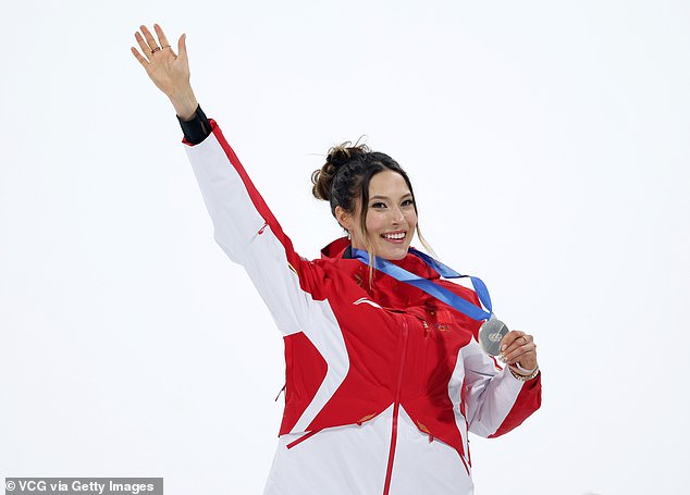 Silver Medalist Eileen Gu Ailing Of Team China Celebrates After Competing In The Women's Freeski Big Air Final On Day Ten Of The Milano Cortina 2026 Winter Olympic Games At Livigno Snow Park On February 16