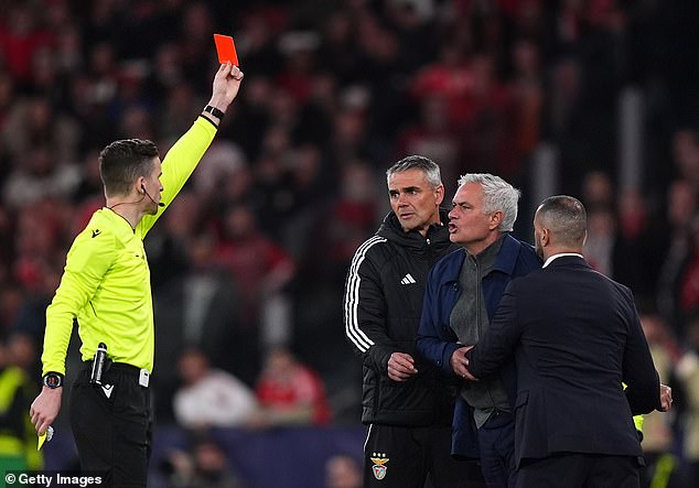 Mourinho Was Later Red Carded For Seemingly Calling For Vinicius Jr To Be Sent Off For A Foul