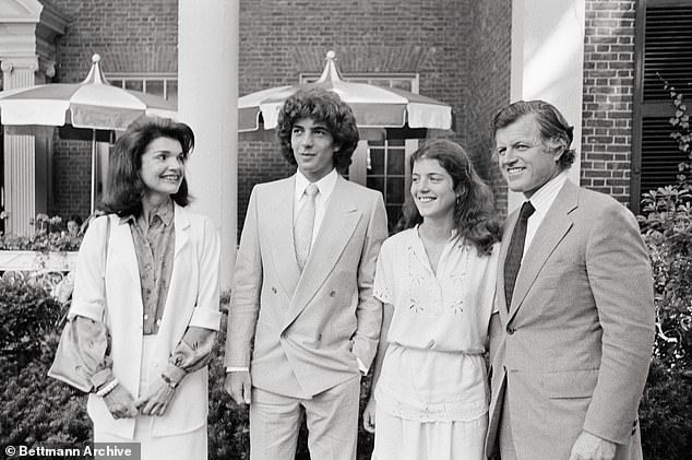 Jackie Kennedy Onassis Smiles At Her Son, John, On His Graduation Day At Phillips Andover. With Them Are Daughter, Caroline And Uncle Ted, Senator Edward M. Kennedy