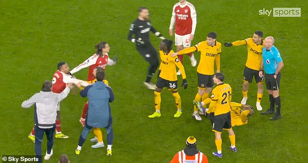 It Sparked A Melee Between Both The Arsenal And Wolves Players At Full-Time Inside Molineux