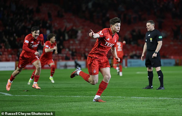 Striker Kevin Nisbet Runs Away To Celebrate Getting Aberdeen Off The Mark