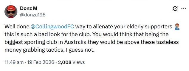 Another Felt The 'Biggest Sporting Club In Australia' Shouldn't Alienate Their Supporters