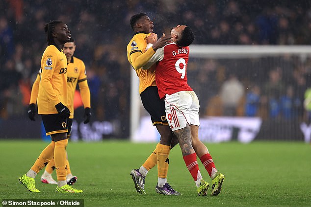 Gabriel Jesus Clashed With Yerson Mosquera At The Final Whistle To Spark A Wild Melee