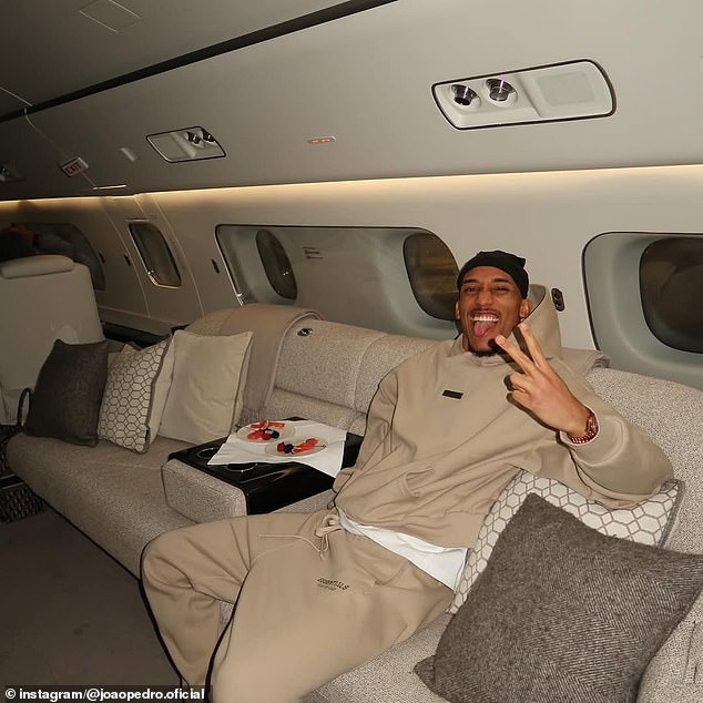 Star Striker Joao Pedro Seemed To Be Relishing The Experience On Board The Private Aircraft
