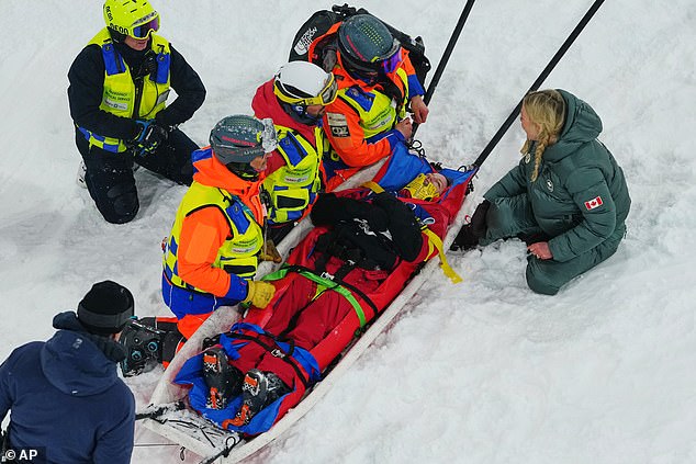 Medics Lift Sharpe Onto A Stretcher After She Crashed During The Freestyle Skiing Halfpipe