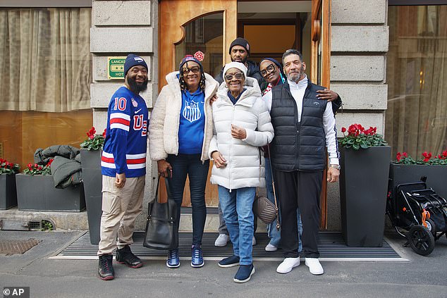 Left To Right, Edwards' Cousin, Aunt, Grandmother, Brother, Mother, And Father At The Games