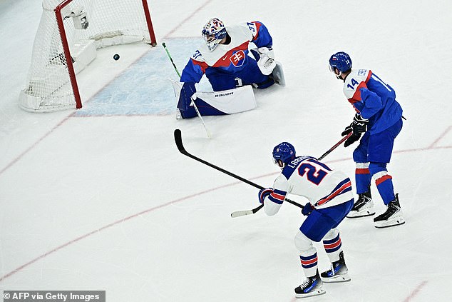 Dylan Larkin Scores The United States' First Goal In Friday Night's Showdown With Slovakia