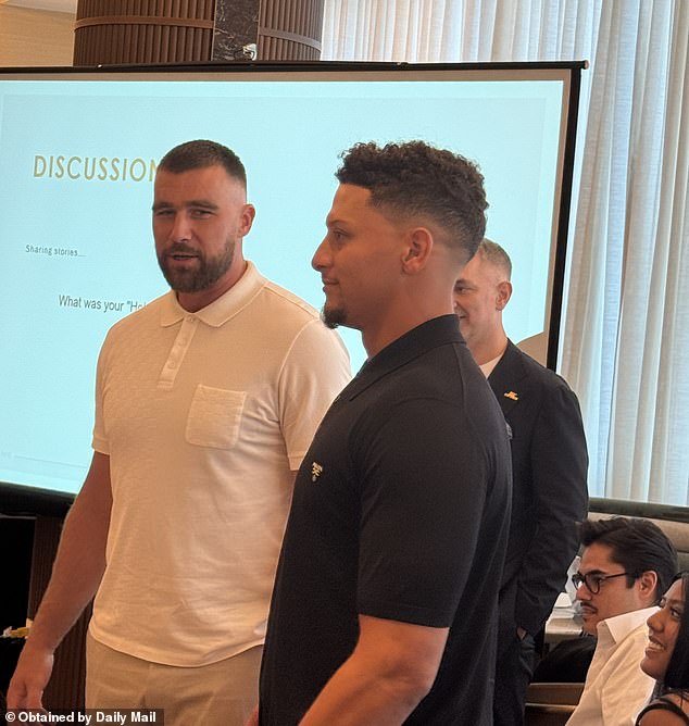 Photos Exclusively Obtained By The Daily Mail Show Kelce And Mahomes Laughing With Restaurant Staff At A Company Meeting Ahead Of The September Opening