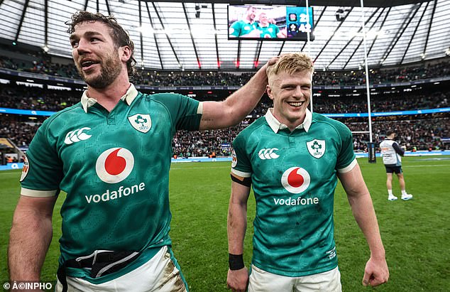 Job Done: Ireland Captain Caelan Doris Congratulates Late Call-Up Tommy O'brien Yesterday