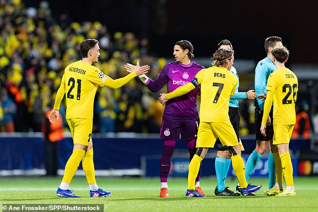 Bodo/Glimt Players Celebrate Their 3-1 First Leg Success Against Inter Milan