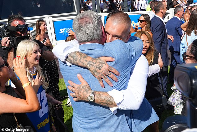 Martin Appeared To Be A Good Luck Charm For The Owners, With The Footy Great Seen Also Hugging Trainer Clinton Mcdonald After The Race