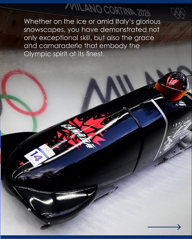 The Monarch Commended The Winter Games Athletes For Their 'Exceptional Skill, But Also The Grace And Camaraderie That Embody The Olympic Spirit At Its Finest'