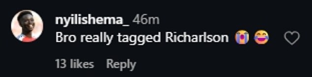 Arsenal Fans Were Quick To Spot Gabriel's Cheeky Tagging Of Brazil Team-Mate Richarlison