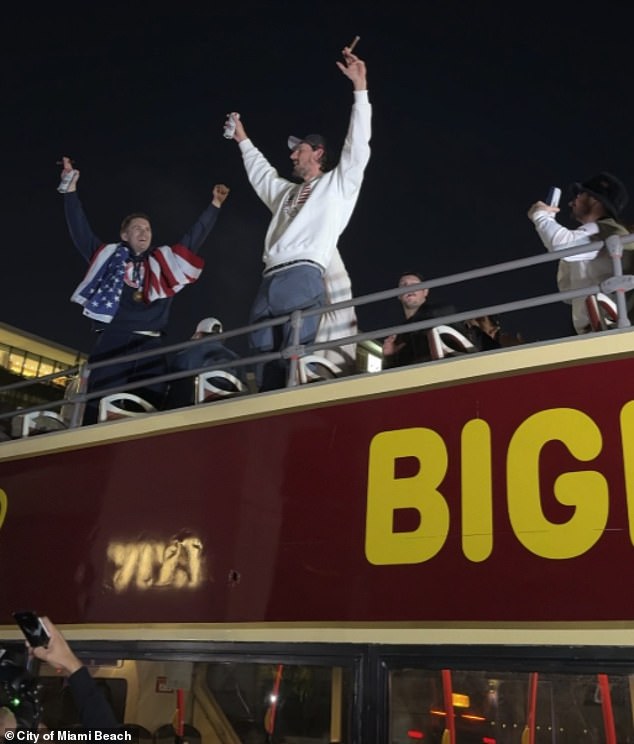 Matthew Tkachuk (L) And Connor Hellebuyck (Center) Are Paraded Through The Streets