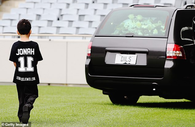 Lomu's Son, Dhyreille, Follows The Hearse As His Father's Life Was Honoured At A Public Memorial At Eden Park In 2015