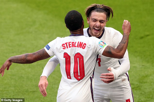 Sterling And Grealish Are Pictured Together Celebrating After The Winger Scored For England In Their Euro 2020 Game Against Czechia At Wembley