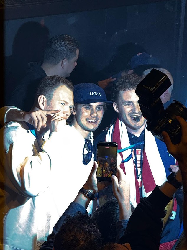 L-R: Brady Tkachuk, Golden Goal Hero Jack Hughes And Matthew Tkachuk Celebrate In Miami
