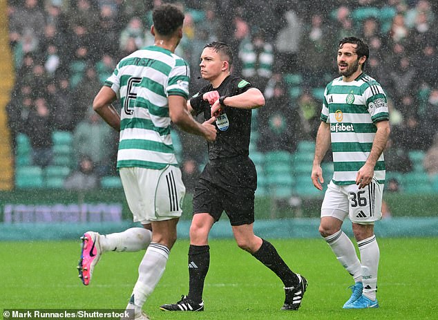 Auston Trusty Trots Off The Park After Referee Macdermid Showed Him Red Card