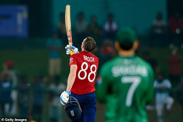 Brook Points To The Heavens In Memory Of His Grandmother Pauline After Reaching His 50-Ball Hundred In Pallekele On Tuesday