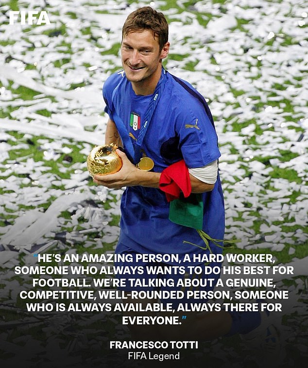 Francesco Totti Was Another 'Fifa Legend' To Share A Tribute, Calling Him An 'Amazing Person'