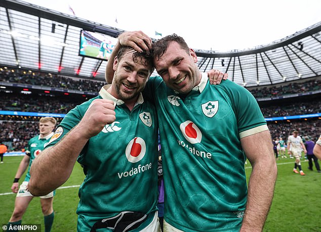 Euphoria: Caelan Doris And Tadhg Beirne Celebrate At The Final Whistle In Twickenham