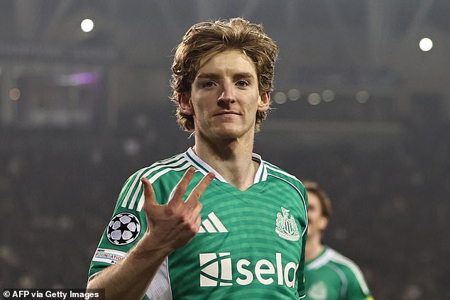 Anthony Gordon Scored Four First-Half Goals For Newcastle Away To Qarabag On Wednesday