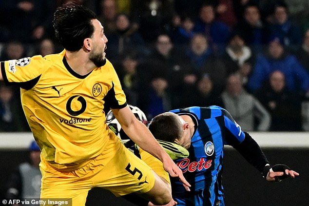 Atalanta Were Awarded A Late Penalty After Dortmund Defender Ramy Bensebaini's Boot Connected With The Face Of Nikola Krstovic