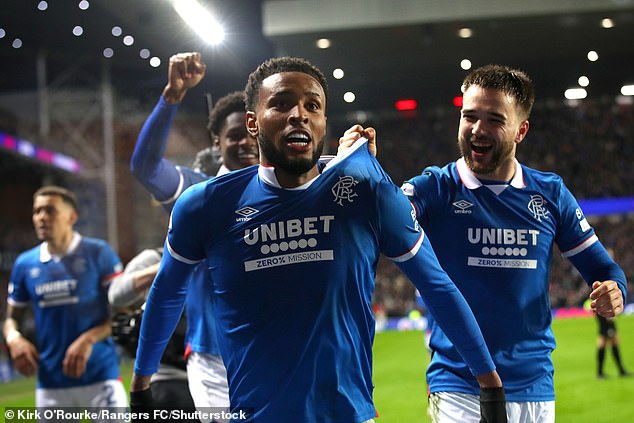 Youssef Chermiti Celebrates Completing His Hat-Trick In Rangers' 4-2 Victory Against Hearts