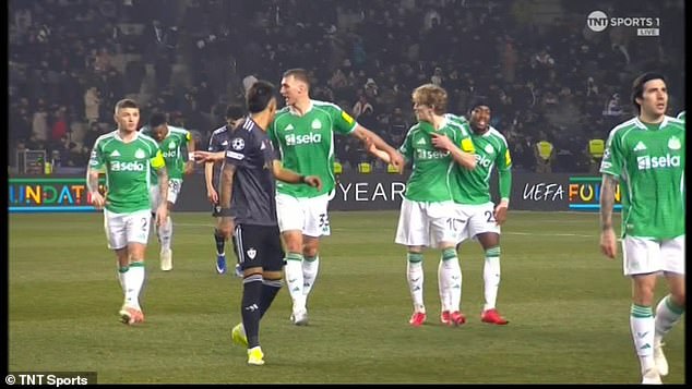Dan Burn Got In Between Kieran Trippier (Left) And Anthony Gordon (Third Left) During Their Spat