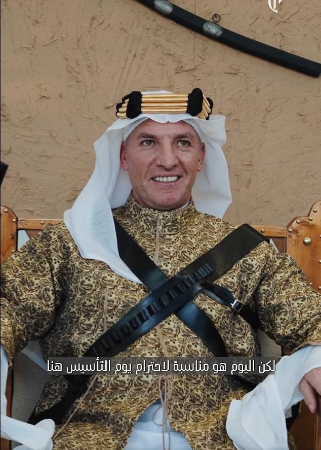 Al Qadsiah Boss Brendan Rodgers Smiled As He Posed In Traditional Saudi Dress For Founding Day