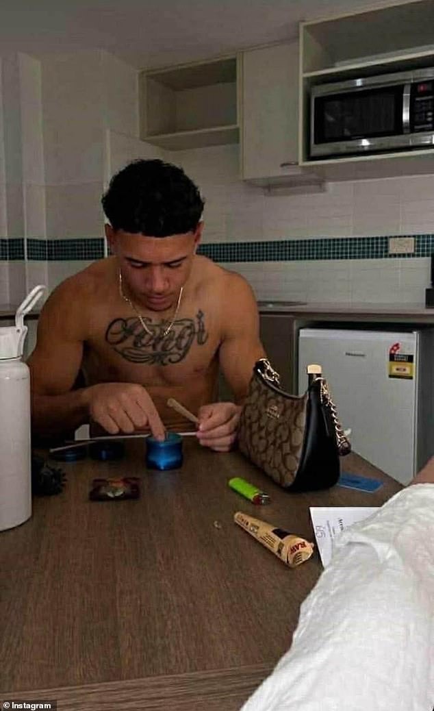 Pictured: An Image Appearing To Show Parramatta Eels Fullback Isaiah Iongi Adding An Unknown Substance To A Roll-Your-Own Cigarette