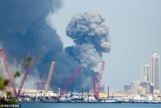 Smoke Rises In The Sky In Bahrain After Iranian Missiles Targeted A Us Naval Base, With The Country Due To Host A Grand Prix There On April 12
