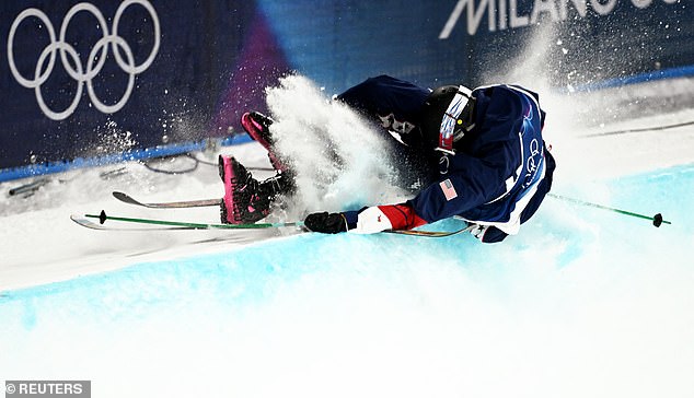 Nick Goepper Slams Into The Ice At The Top Of The Pipe Before Hurtling Down To The Ground