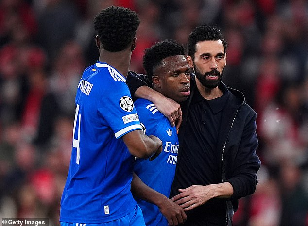 Real's Win Against Benfica Was Halted After Vinicius Jr (Centre) Was Allegedly Racially Abused