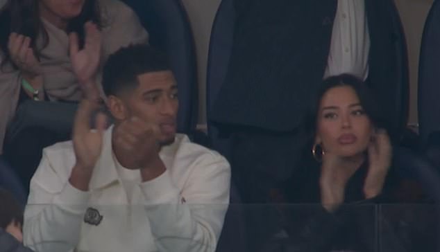 Jude Bellingham Spent Valentine's Day Watching Real Madrid Beat Real Sociedad 4-1 In Their Laliga Clash In The Santiago Bernabeu Vip Alongside His Girlfriend Ashlyn Castro