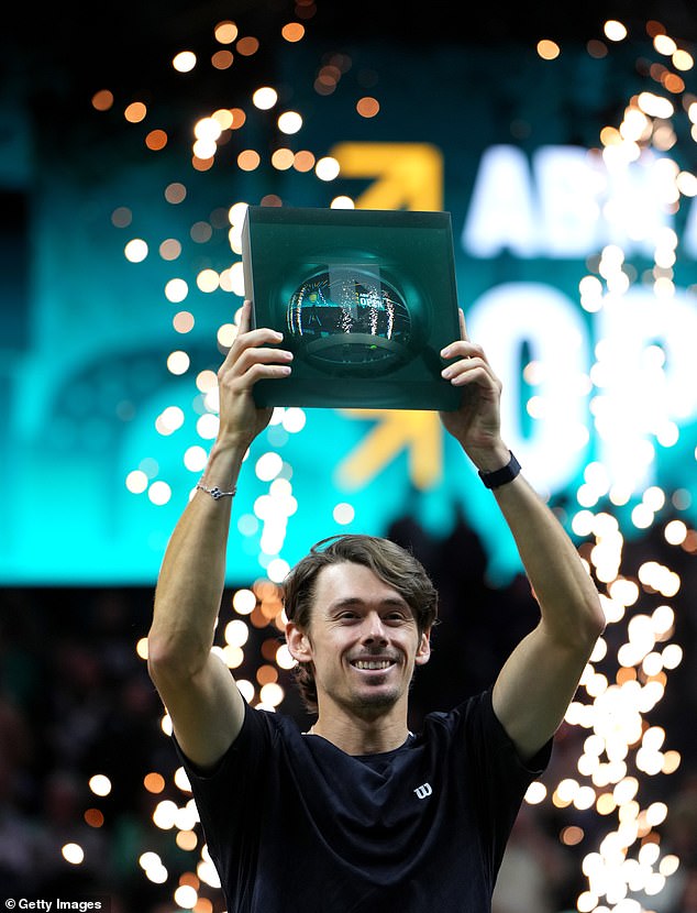 Alex De Minaur Of Australia Holds The Winners Trophy After Defeating Felix Auger-Aliassime Of Canada In The Abn Amro Open Mens Singles Final At Rotterdam Ahoy