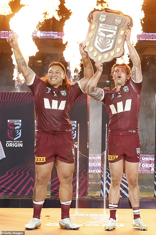 Queesland Stars Josh Papalii (Pictured Left) And Cameron Munster (Pictured Right) Celebrated A Come-From-Behind Origin Series Win In 2025
