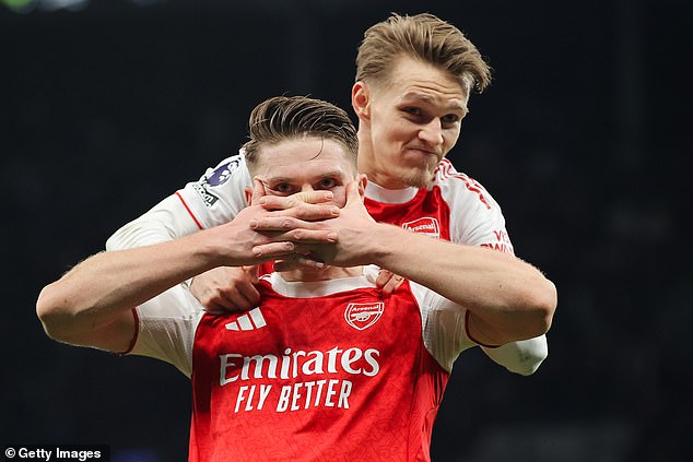 Martin Odegaard Congratulates Viktor Gyokeres After The Swedish Striker's Second Goal Capped Off His Finest Performance For Arsenal So Far